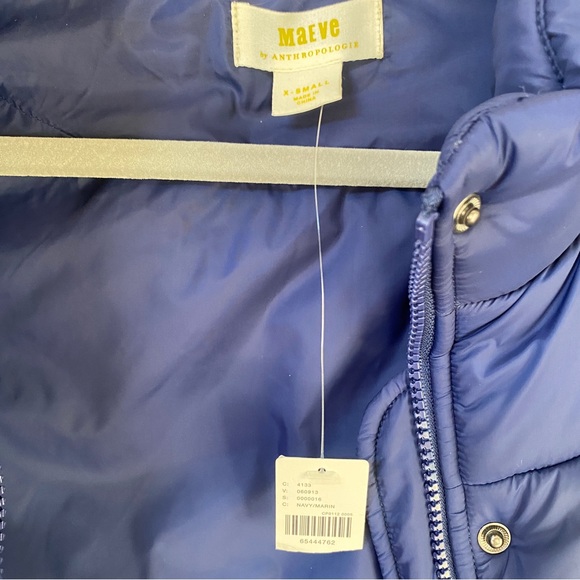 Anthropologie Maeve Navy Blue Snap-Sleeve Puffer Vest size X-Small - Picture 8 of 14